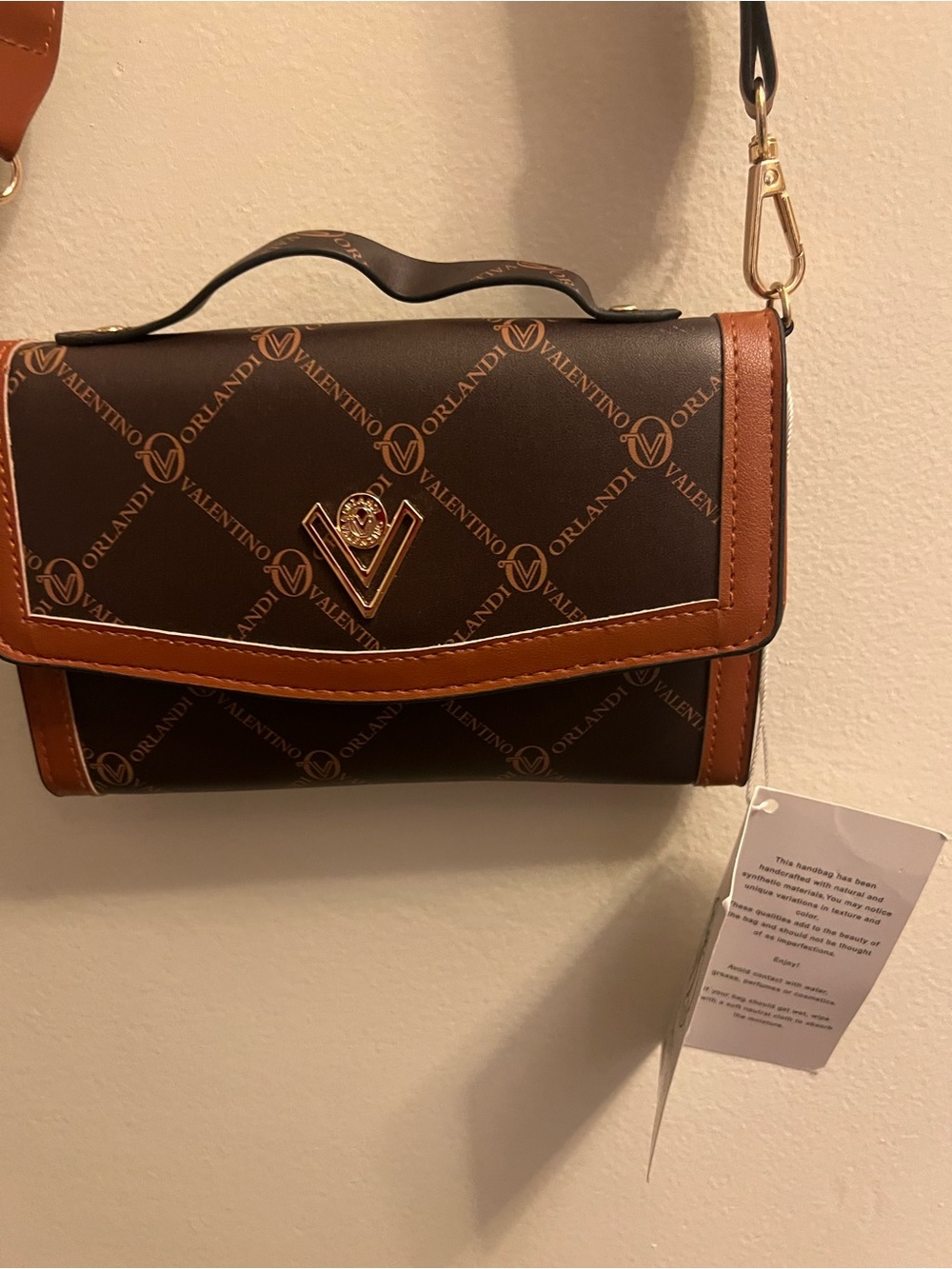 VO Chocolate Brown & Tan Monogram Crossbody Bag